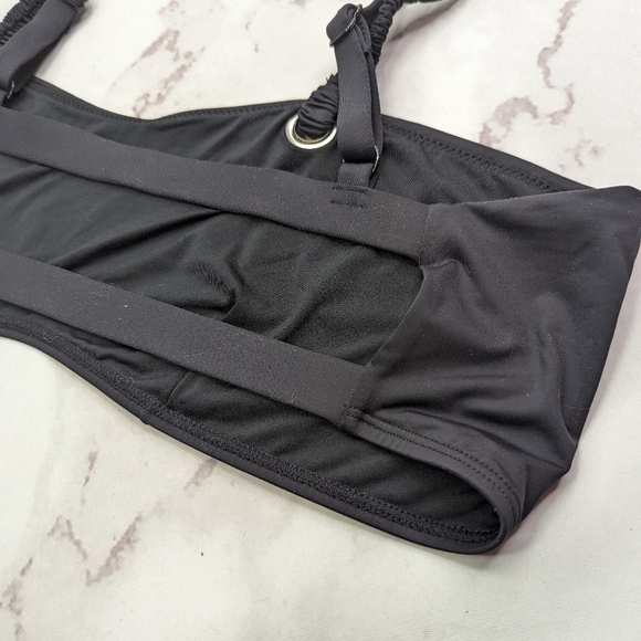 Good American Swim Top Women 5 2X Black Sporty Grommet Strappy Bandeau Scrunch - Picture 6 of 8